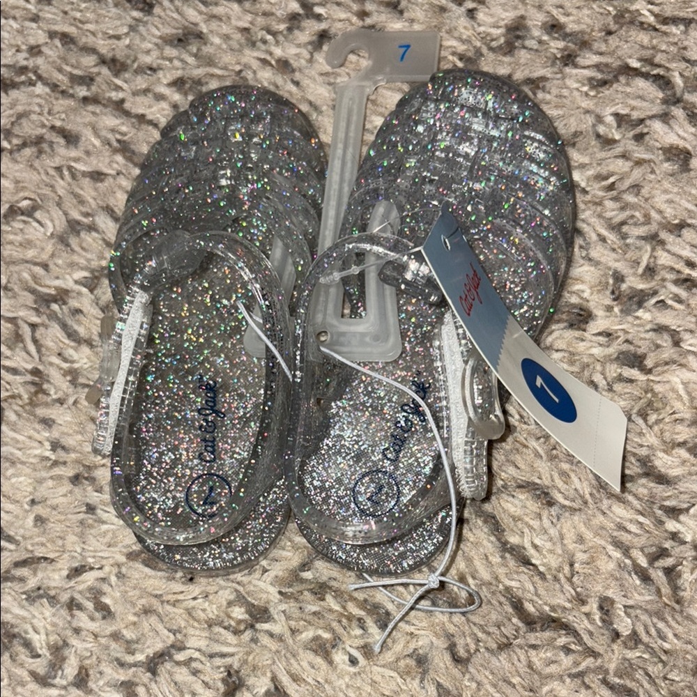Sparkly Silver Jelly Sandals